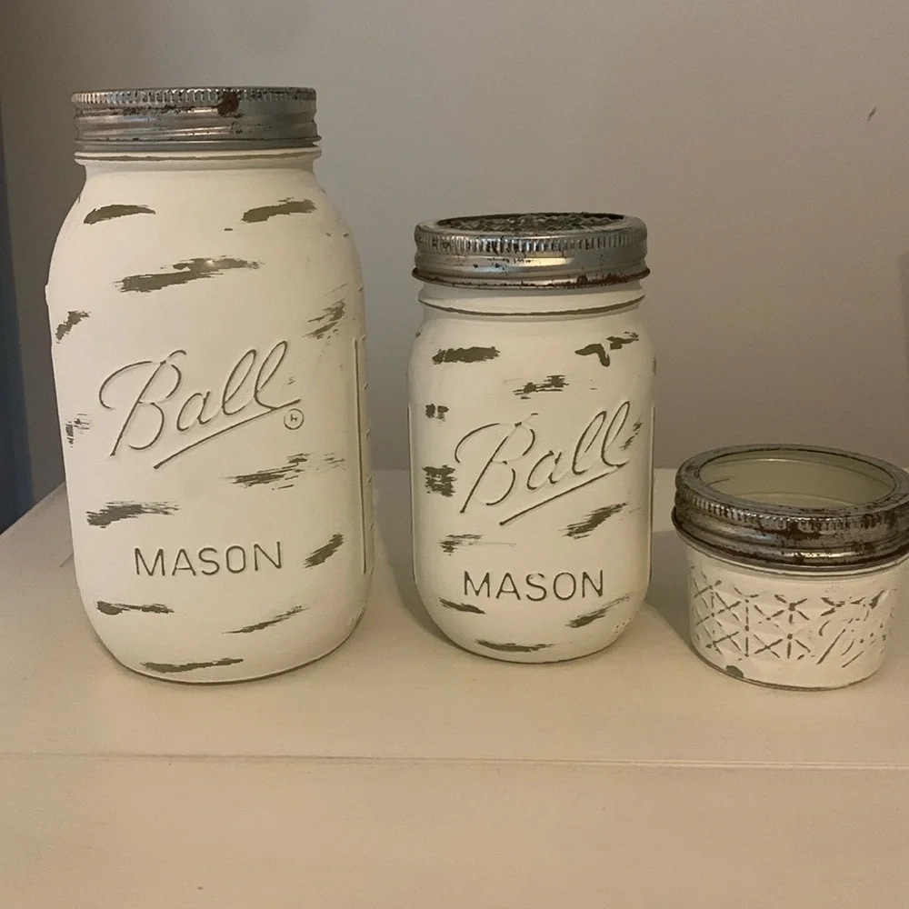 BATHROOM SET OF 3 FARMHOUSE JARS